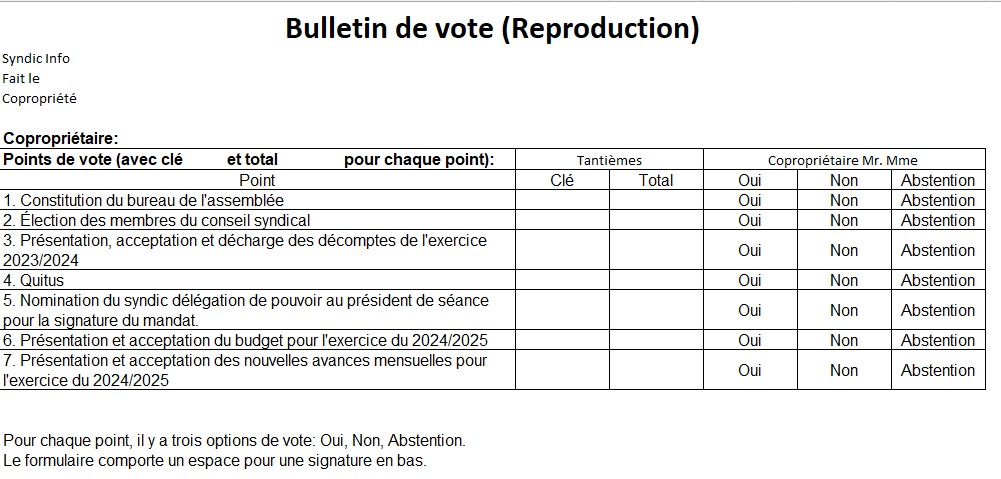 bulletin de vote exemple